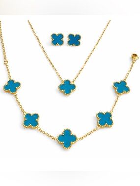 Blue Clover Jewelry Set 18k gold plated